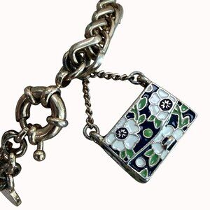 Vera Bradley Gold-Tone Bracelet With Floral Enameled Purse Charm